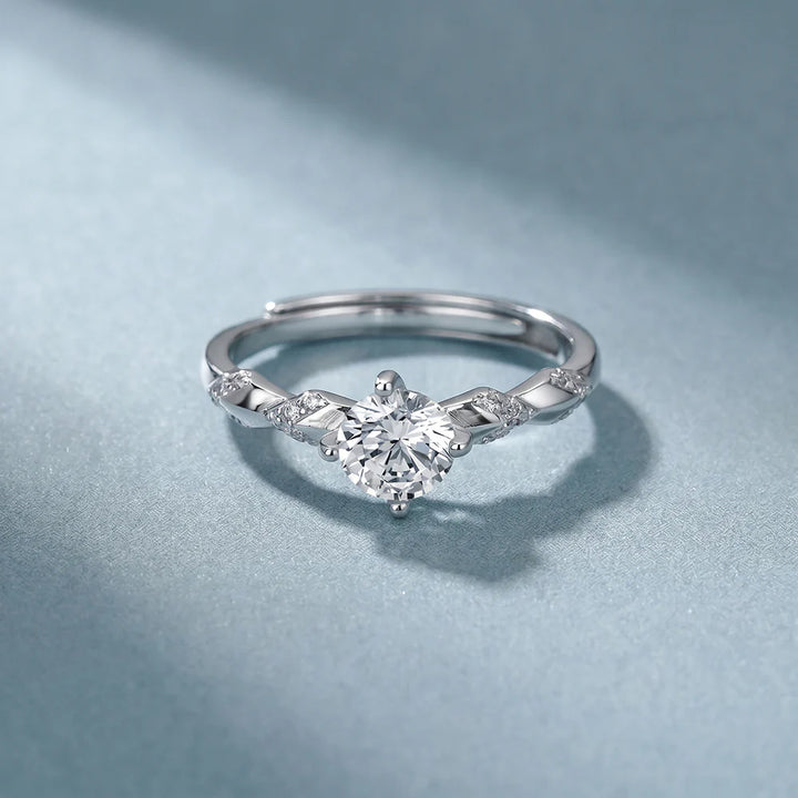 Twisted Shank Solitaire Lab Grown Diamond Ring in 925 Sterling Silver:
