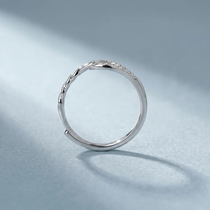 Twisted Rope &amp; Pavé Teardrop Lab Grown Diamond Ring in 925 Sterling Silver