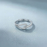 Interlocking Loop Bypass Ring with Lab Grown Diamonds in 925 Sterling Silver