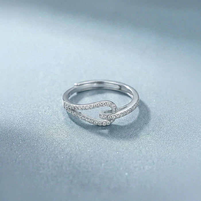 Interlocking Loop Bypass Ring with Lab Grown Diamonds in 925 Sterling Silver