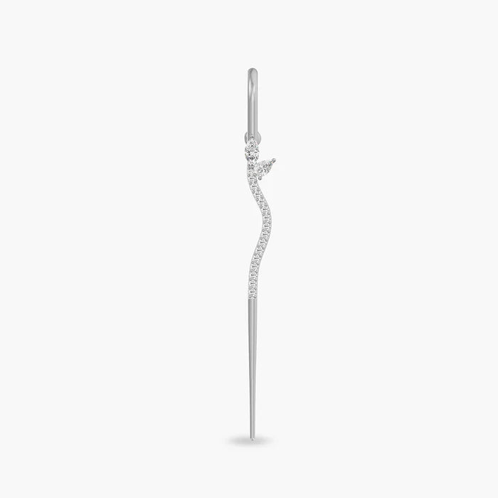 Snake Ear Pin Crawler with Lab Grown Diamonds in 925 Sterling Silver