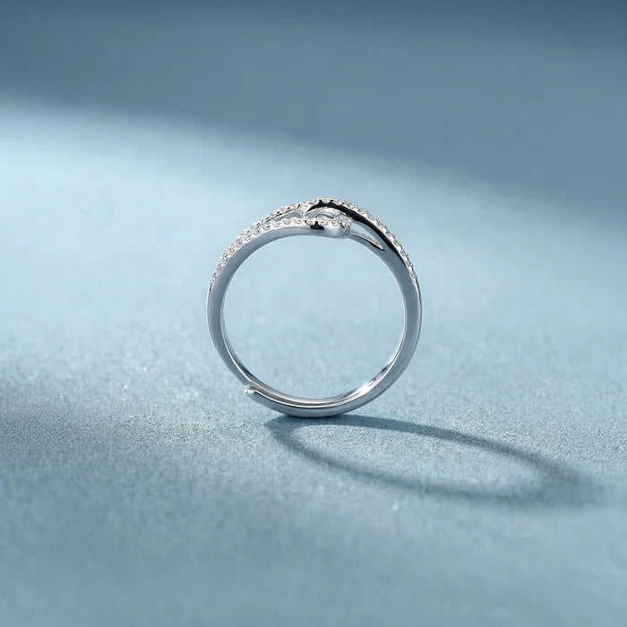 Interlocking Loop Bypass Ring with Lab Grown Diamonds in 925 Sterling Silver