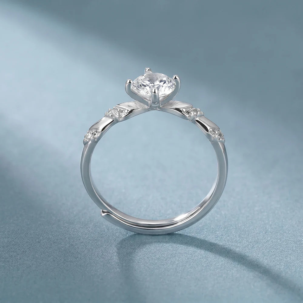 Twisted Shank Solitaire Lab Grown Diamond Ring in 925 Sterling Silver: