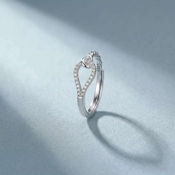 Twisted Rope &amp; Pavé Teardrop Lab Grown Diamond Ring in 925 Sterling Silver