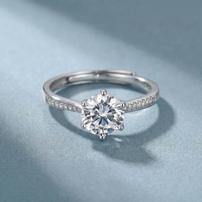 6-Prong Round Brilliant Lab Grown Diamond Solitaire Ring in 925 Sterling Silver
