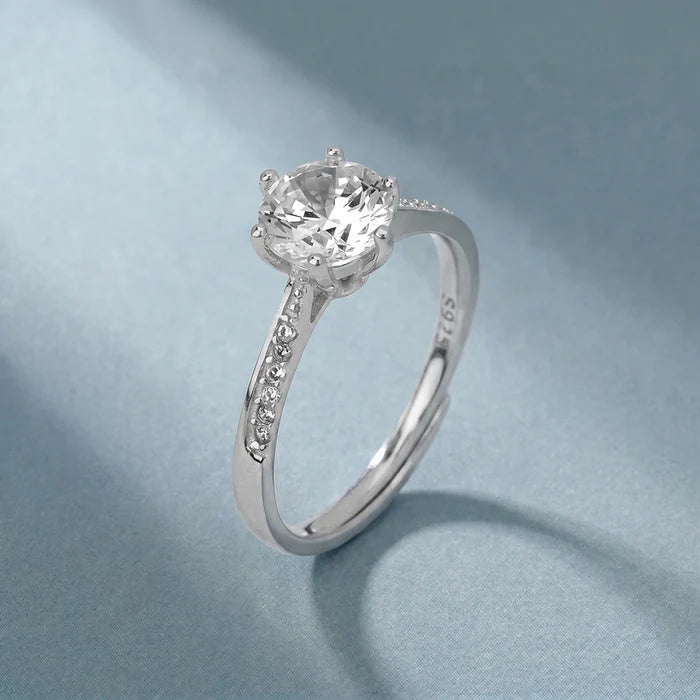 6-Prong Round Brilliant Lab Grown Diamond Solitaire Ring in 925 Sterling Silver