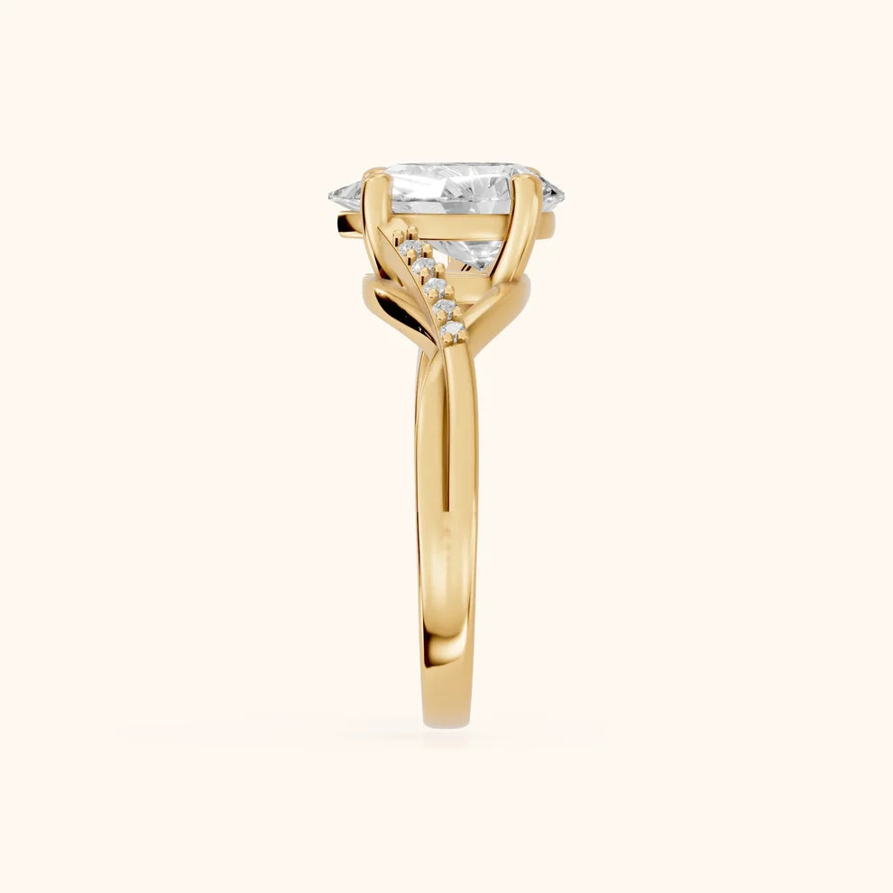 Veronica Twist Side Stone Pear Diamond Engagement & Wedding Ring