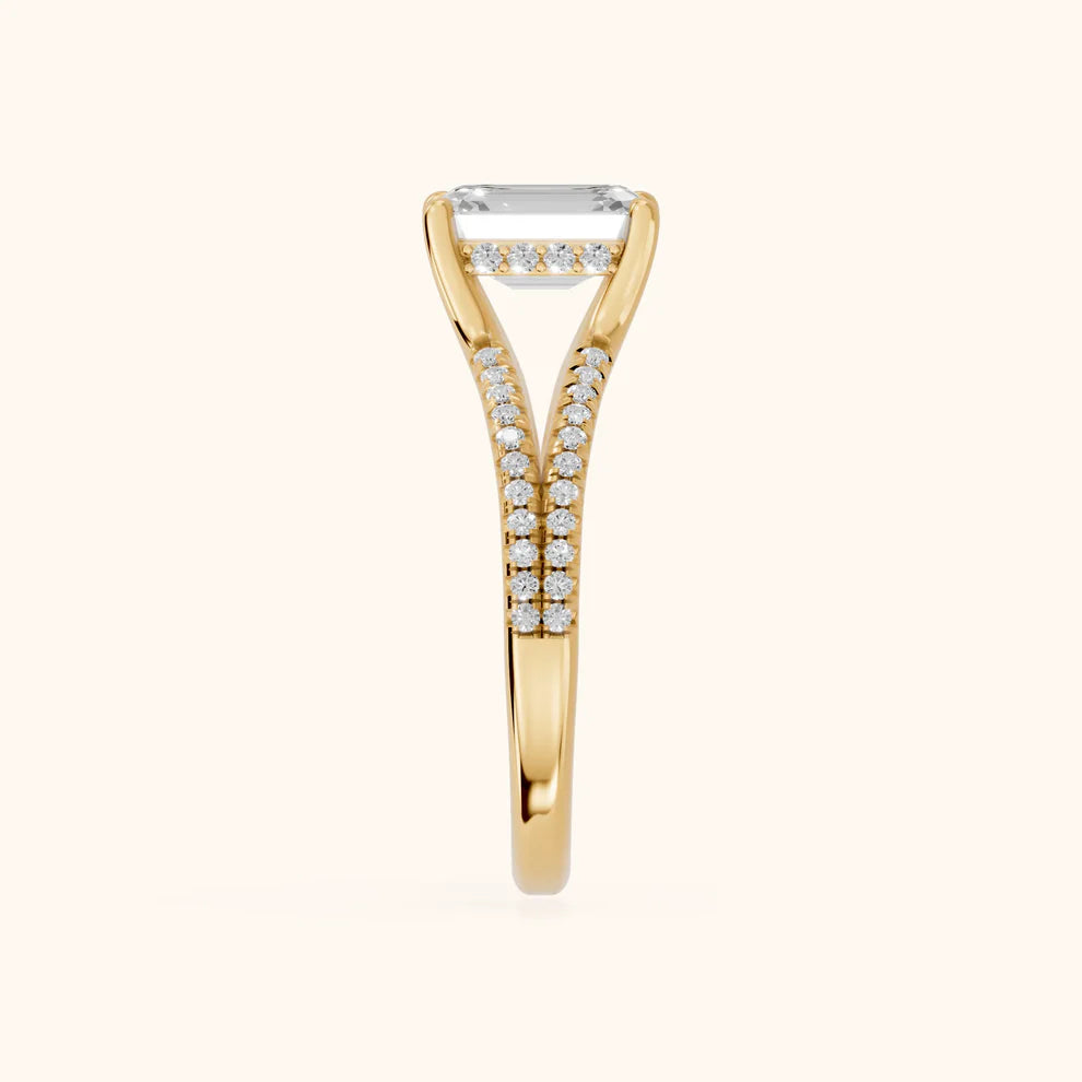 Emerald Diamond Engagement & Wedding Ring