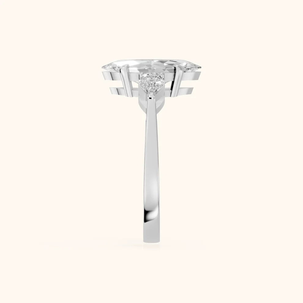 Grace Three Stone Marquise Diamond Engagement & Wedding Ring