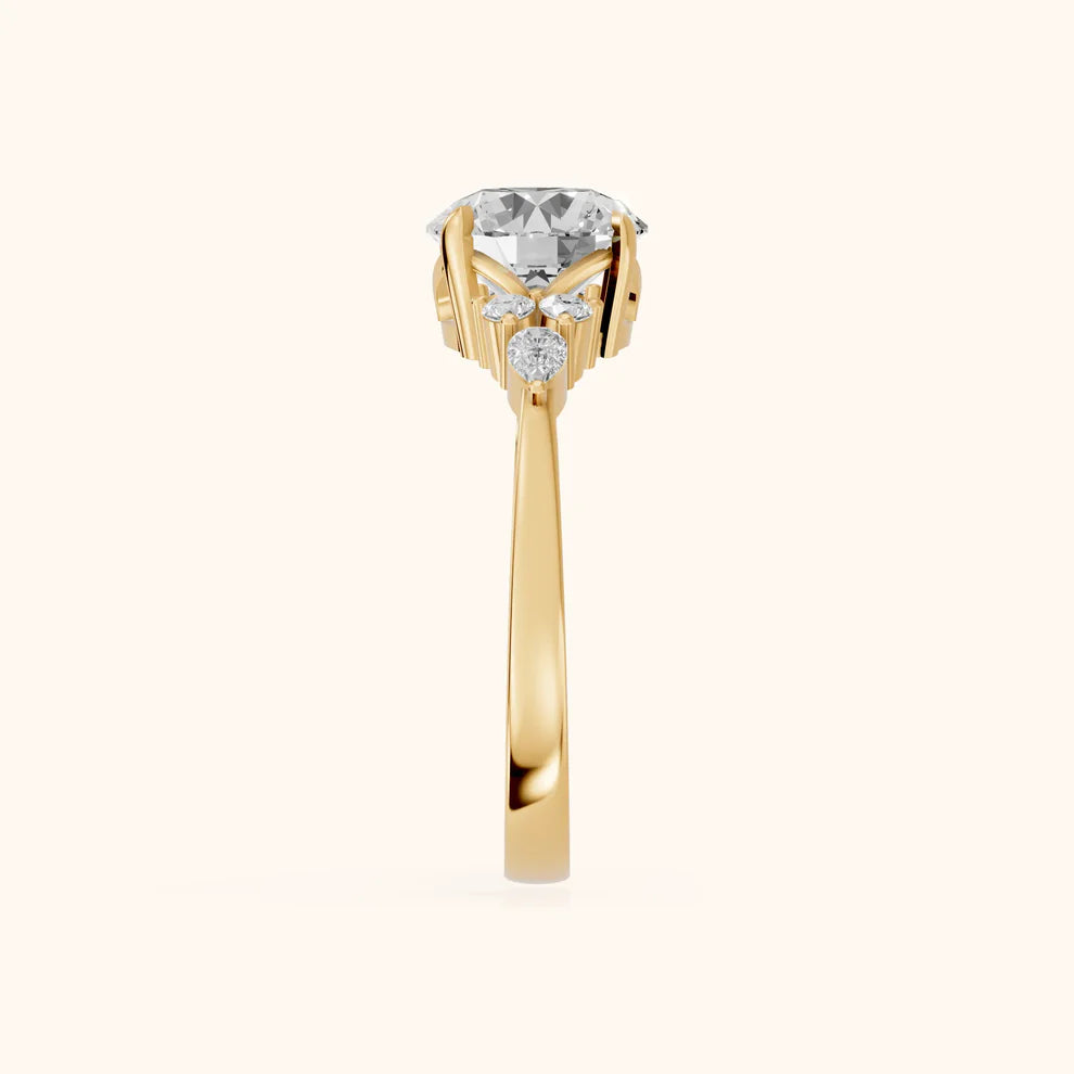Amelia Three Stone Round Diamond Engagement & Wedding Ring