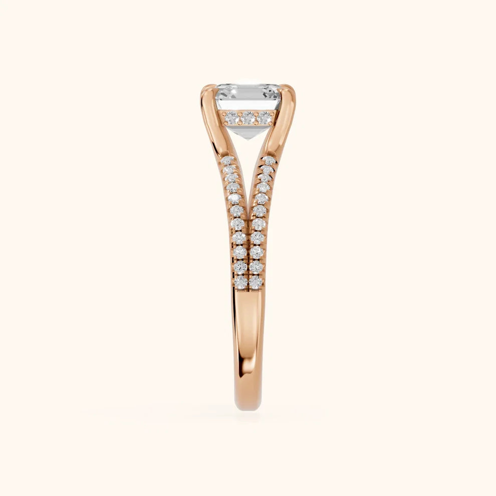 Eternal Embrace Solitaire Asscher Diamond Engagement & Wedding Ring
