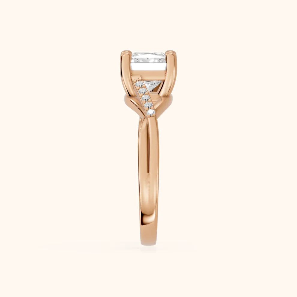 Veronica Twist Side Stone Princess Diamond Engagement & Wedding Ring