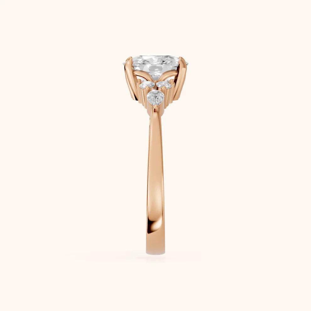 Amelia Three Stone Cushion Diamond Engagement & Wedding Ring