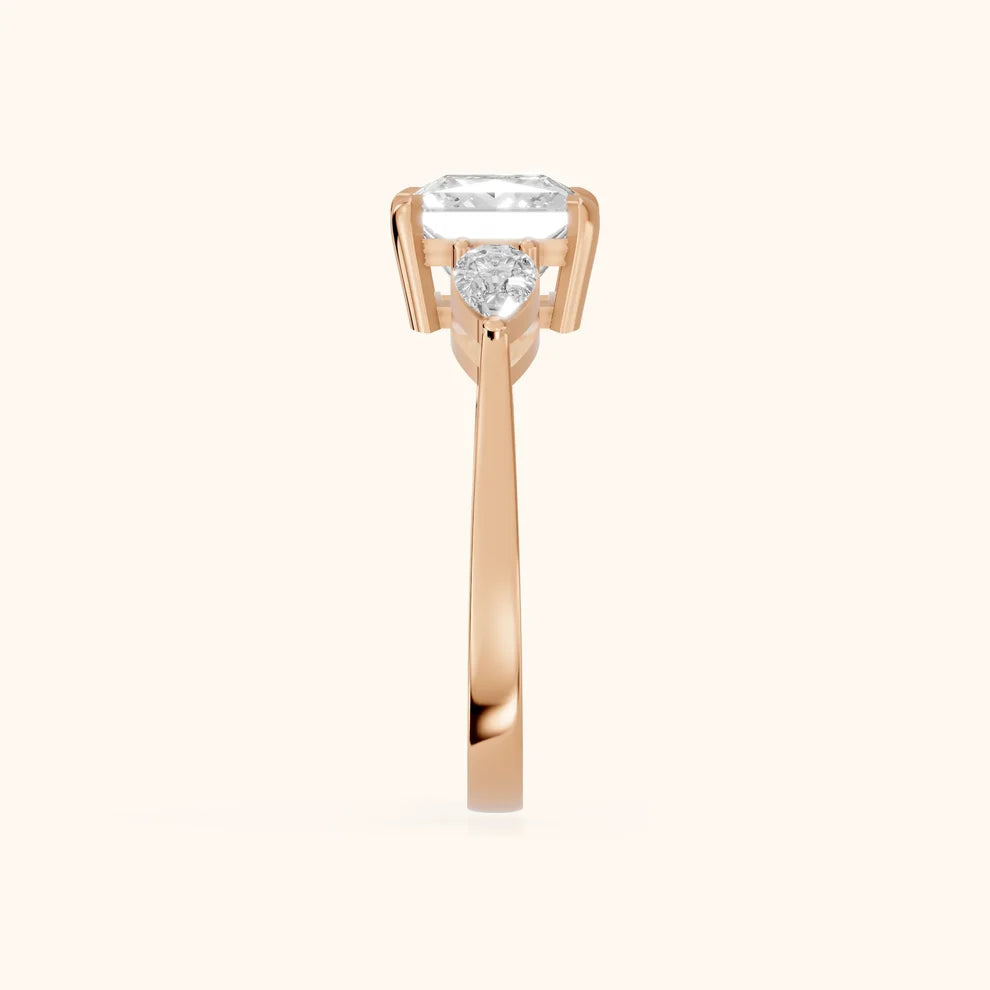 Grace Three Stone Princess Diamond Engagement & Wedding Ring