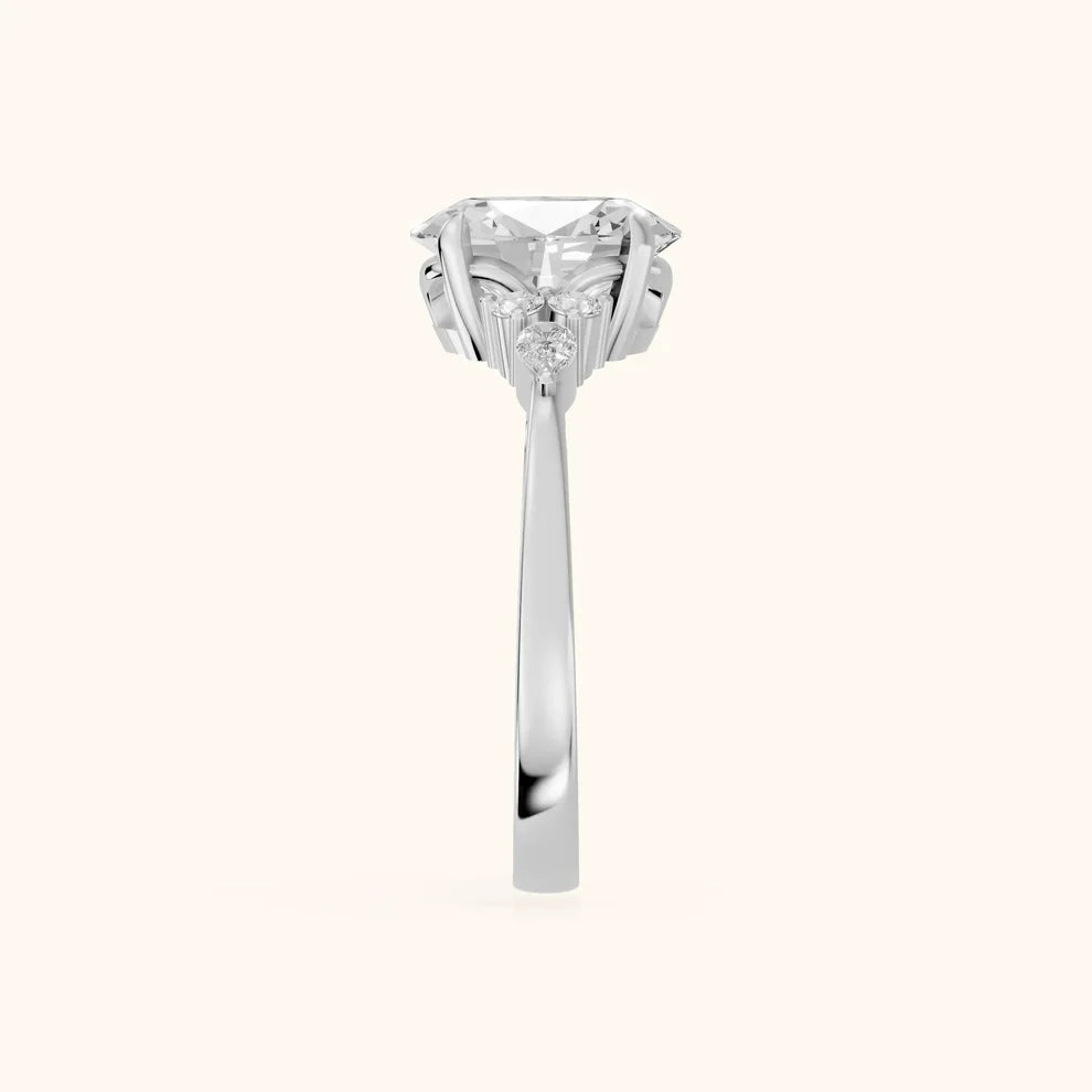 Amelia Three Stone Oval Diamond Engagement & Wedding Ring