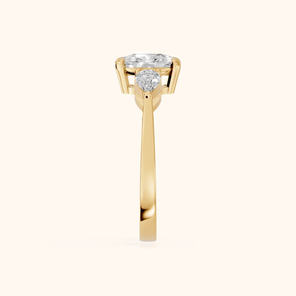 Grace Three Stone Cushion Diamond Engagement & Wedding Ring