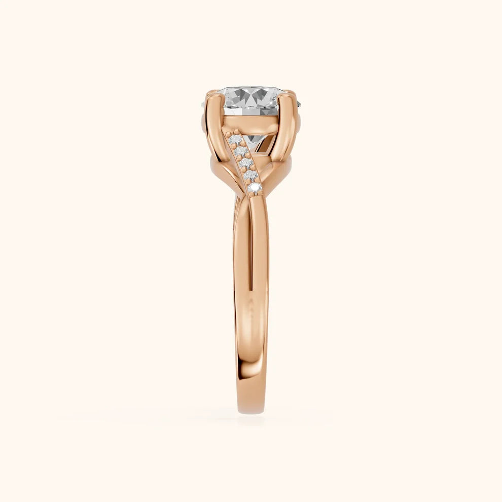 Veronica Twist Side Stone Round Diamond Engagement & Wedding Ring