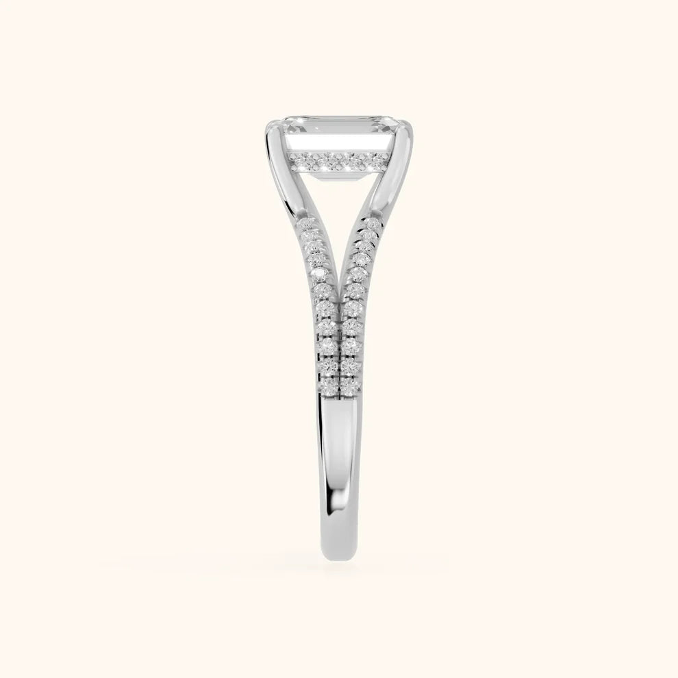 Emerald Diamond Engagement & Wedding Ring