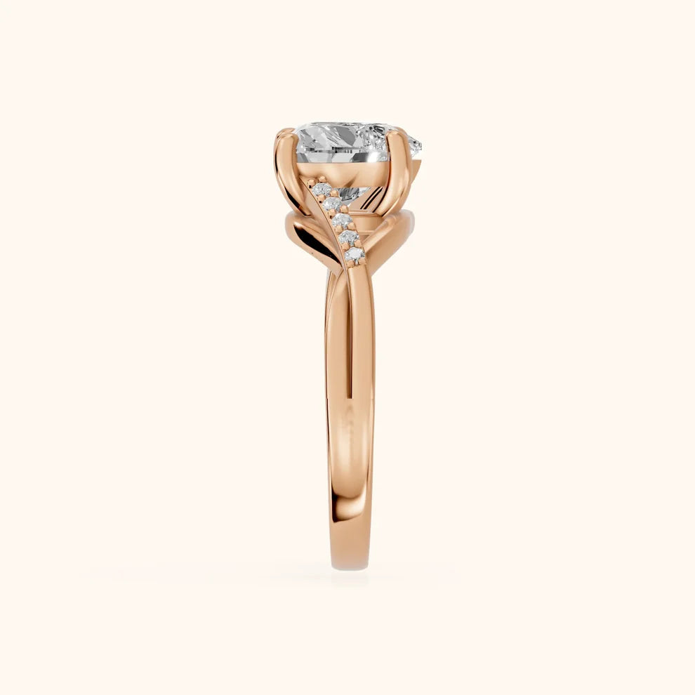 Veronica Twist Side Stone Heart Diamond Engagement & Wedding Ring