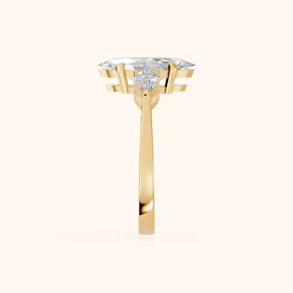 Grace Three Stone Marquise Diamond Engagement & Wedding Ring