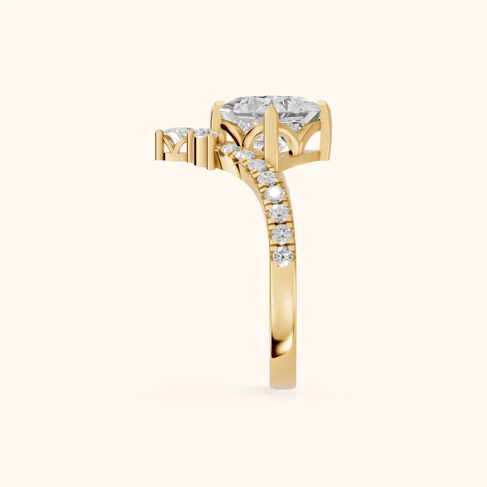 Isabella Legacy Side Stone Princess Diamond Engagement & Wedding Ring