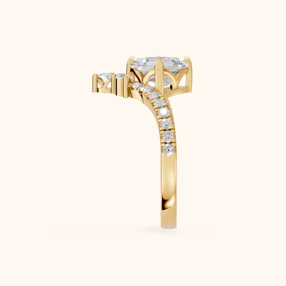 Isabella Legacy Side Stone Asscher Diamond Engagement & Wedding Ring