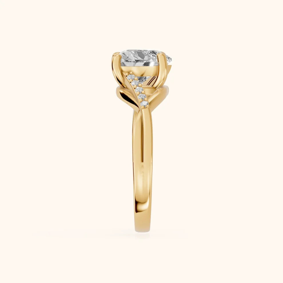 Veronica Twist Side Stone Heart Diamond Engagement & Wedding Ring