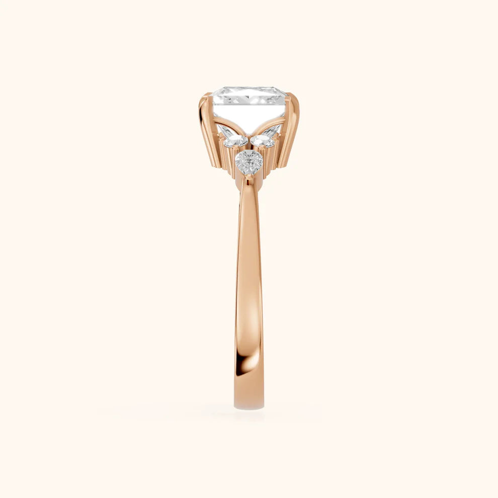 Amelia Three Stone Princess Diamond Engagement & Wedding Ring