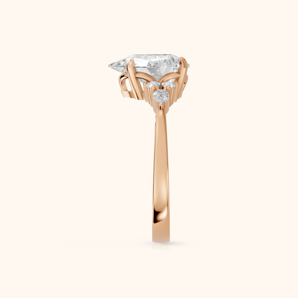 Amelia Three Stone Pear Diamond Engagement & Wedding Ring