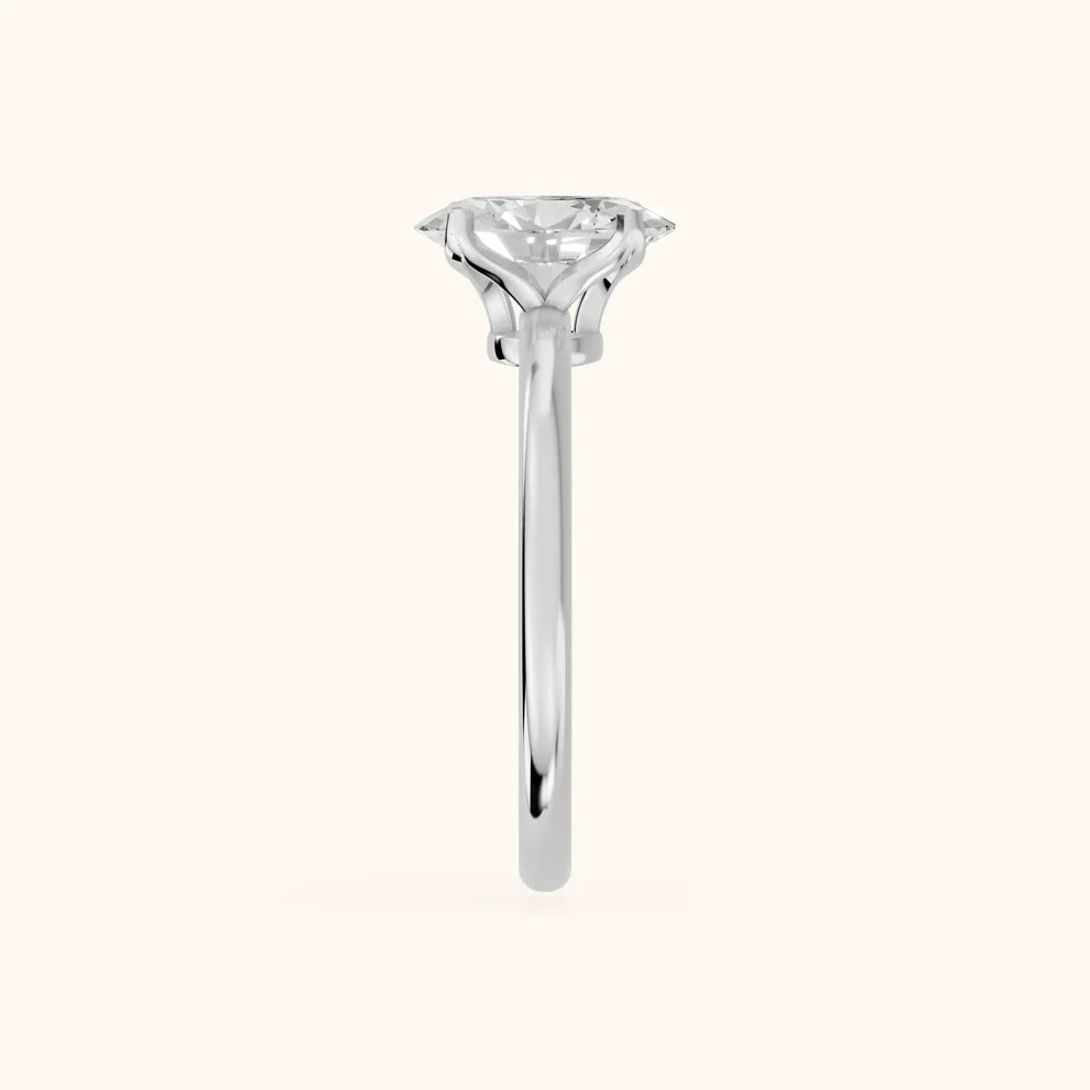 Flora Guardian Solitaire Oval Diamond Engagement & Wedding Ring