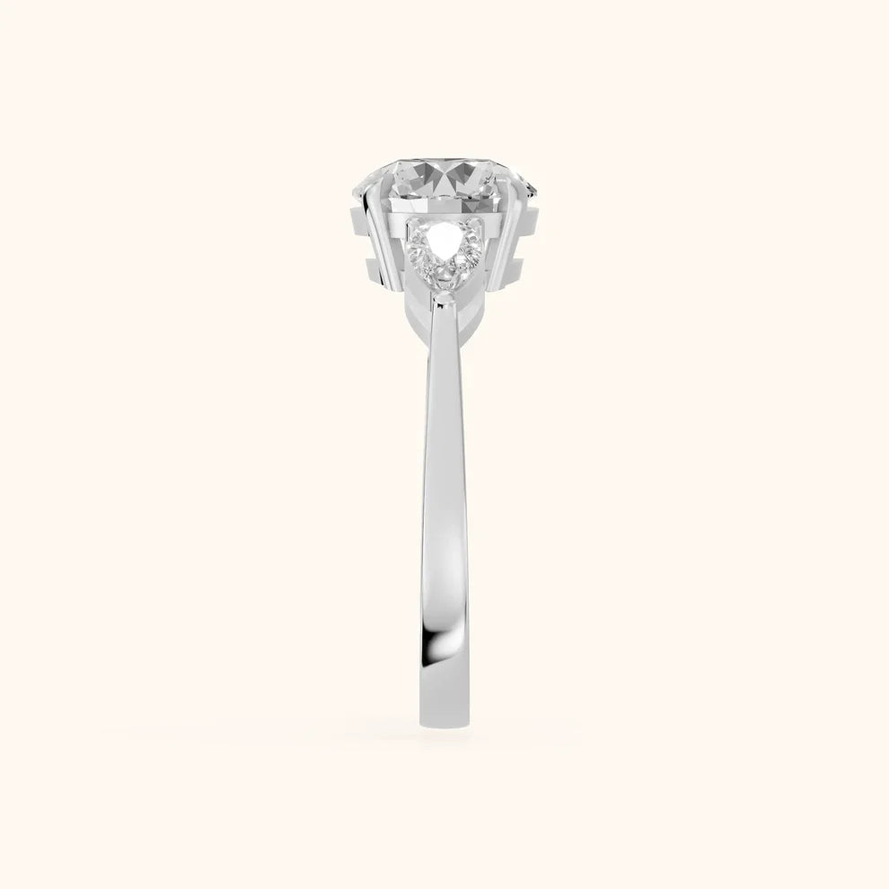 Grace Three Stone Round Diamond Engagement & Wedding Ring