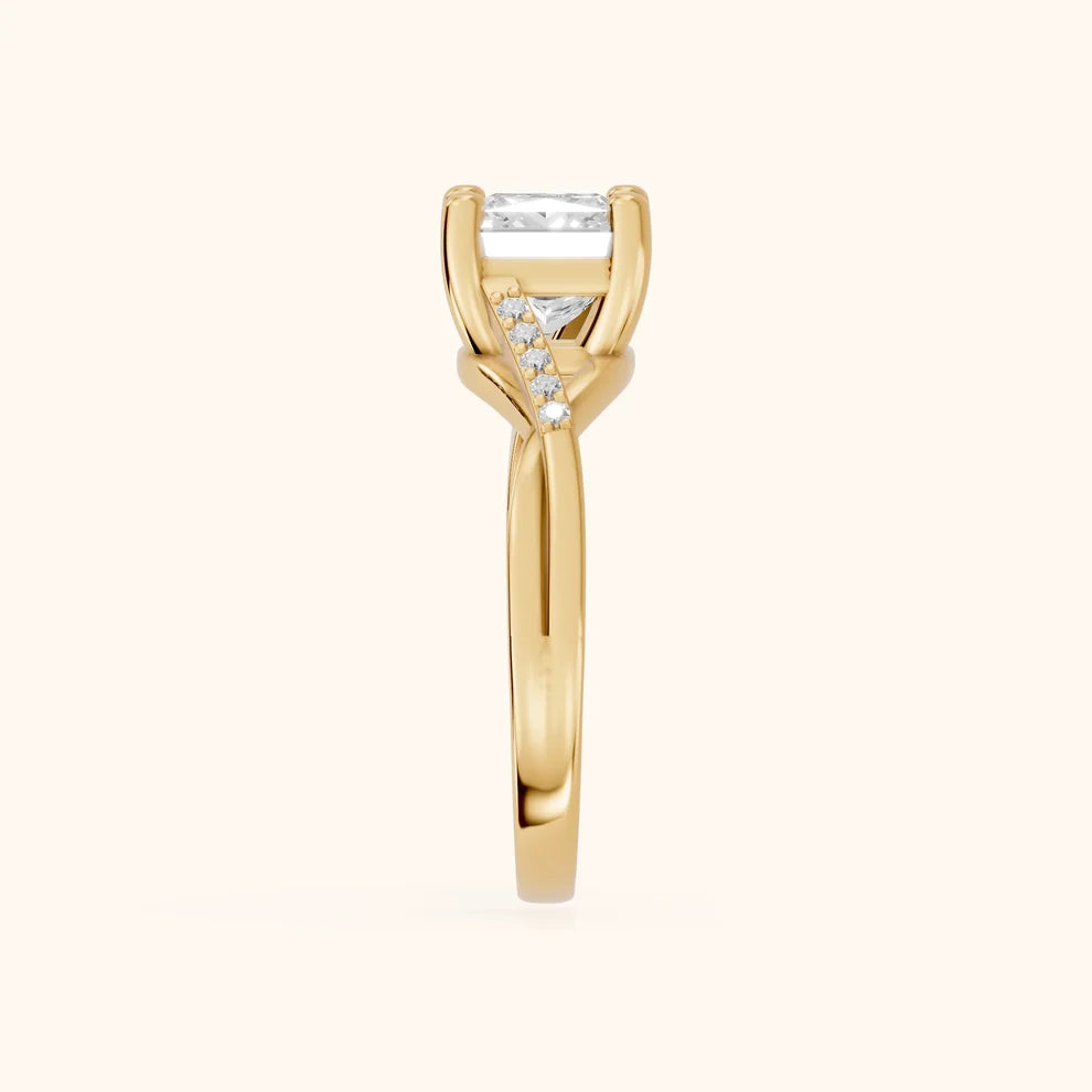 Veronica Twist Side Stone Princess Diamond Engagement & Wedding Ring