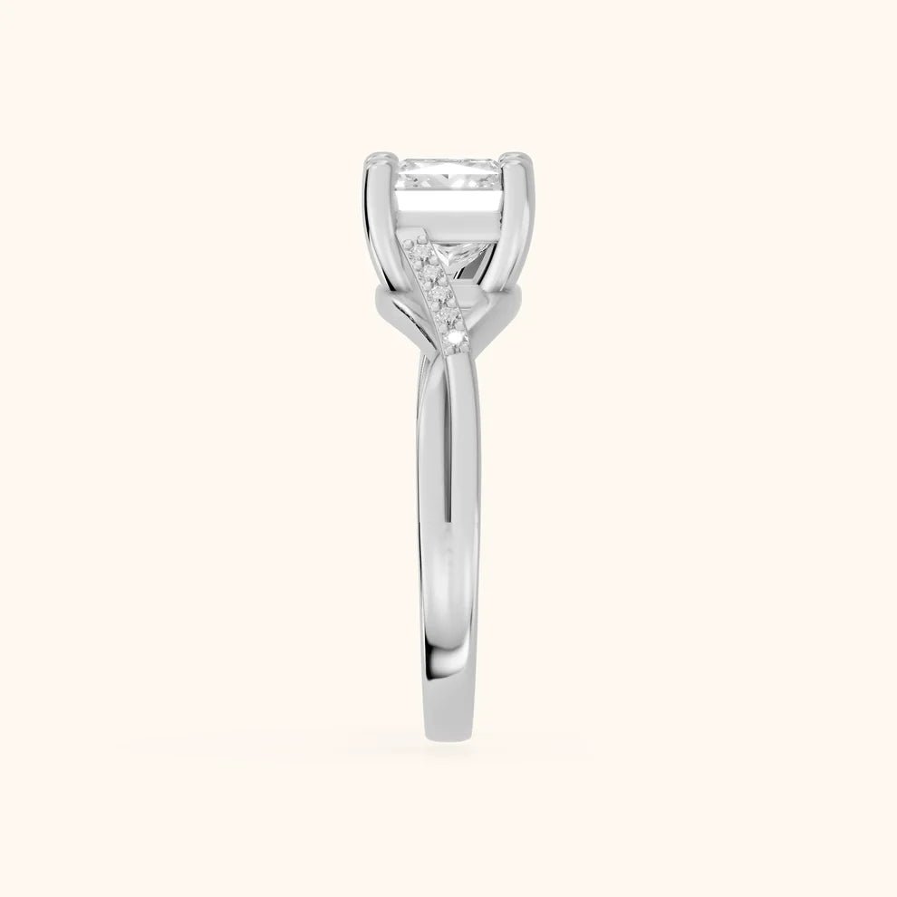 Veronica Twist Side Stone Princess Diamond Engagement & Wedding Ring