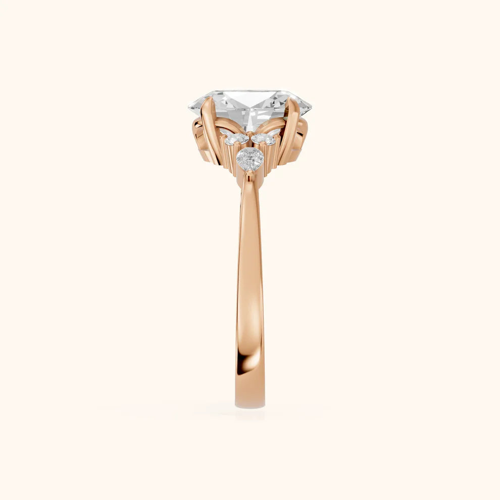 Amelia Three Stone Oval Diamond Engagement & Wedding Ring