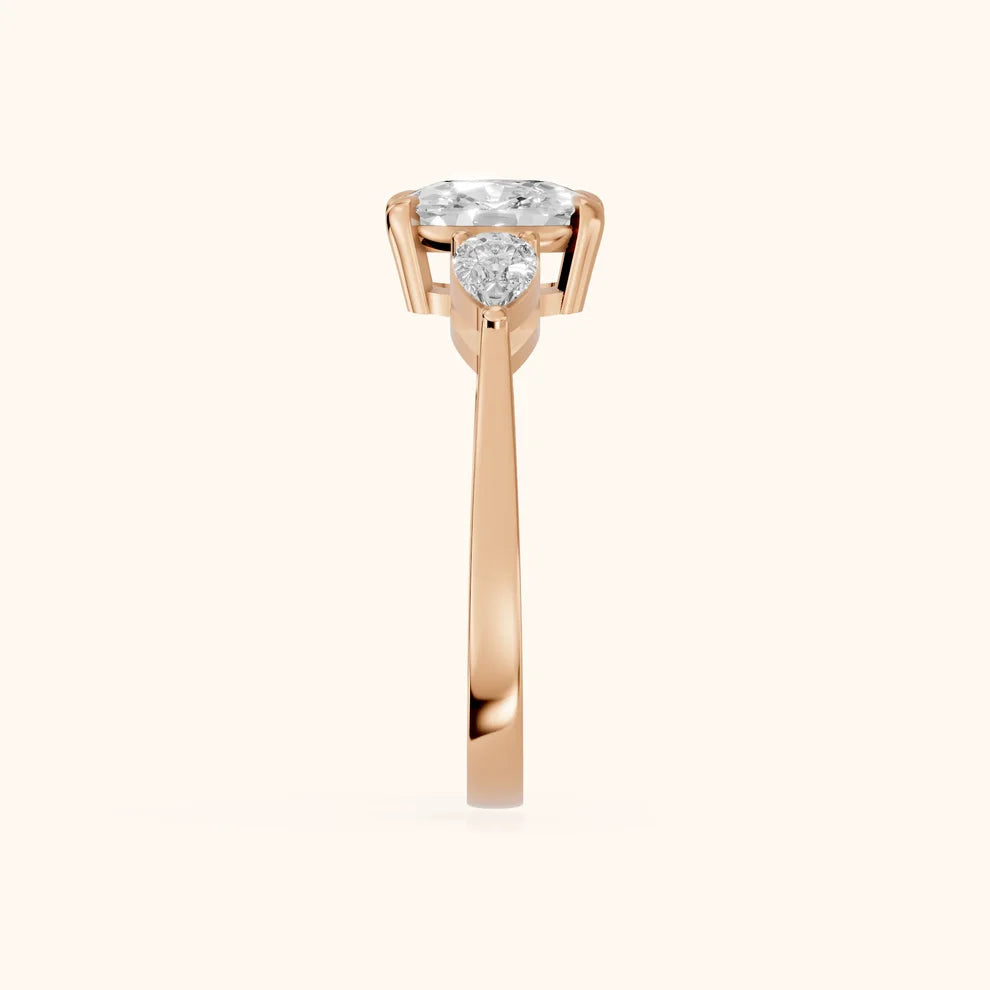 Grace Three Stone Cushion Diamond Engagement & Wedding Ring