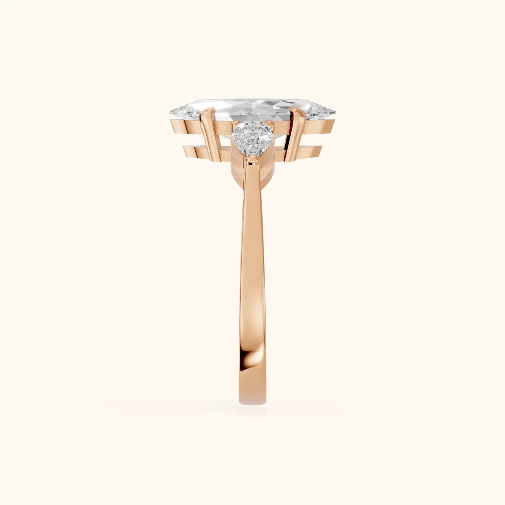 Grace Three Stone Marquise Diamond Engagement & Wedding Ring