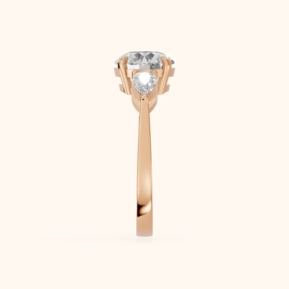 Grace Three Stone Round Diamond Engagement & Wedding Ring