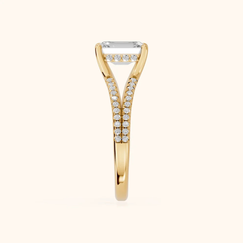 Eternal Embrace Solitaire Emerald Diamond Engagement & Wedding Ring