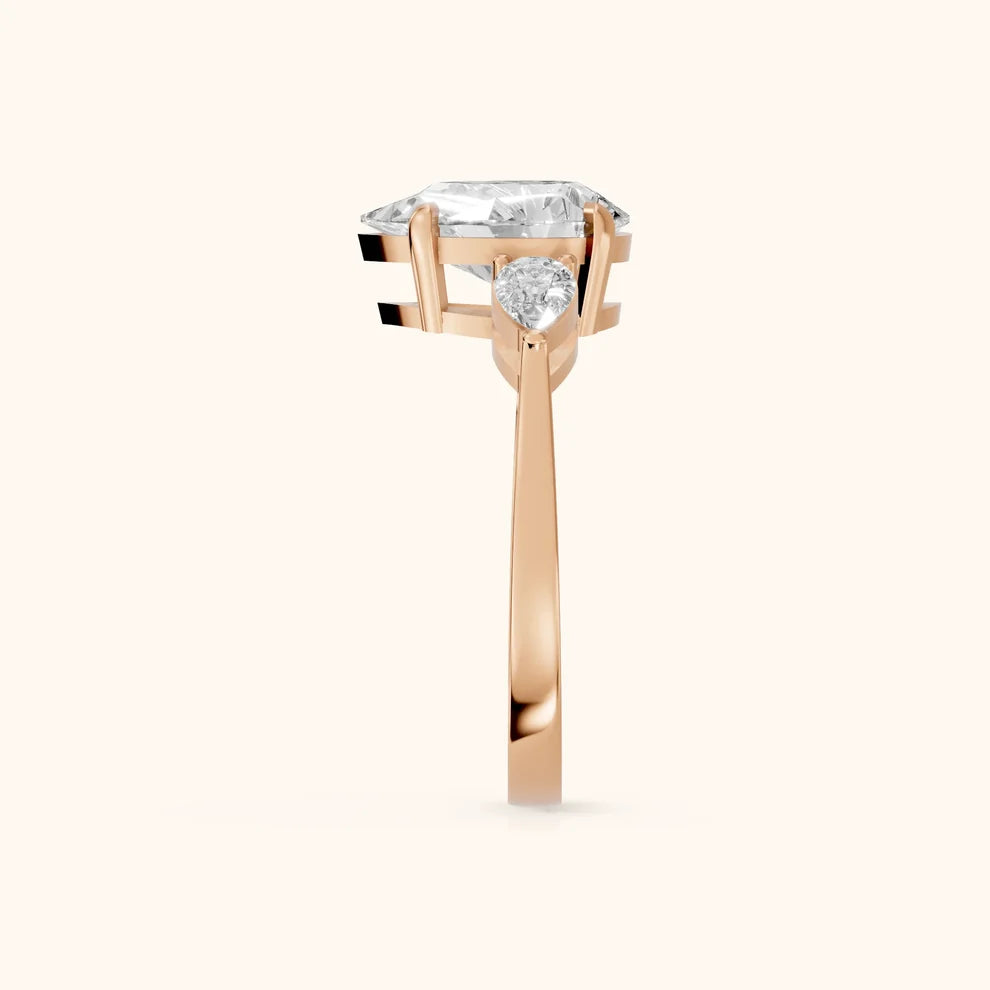 Grace Three Stone Pear Diamond Engagement & Wedding Ring