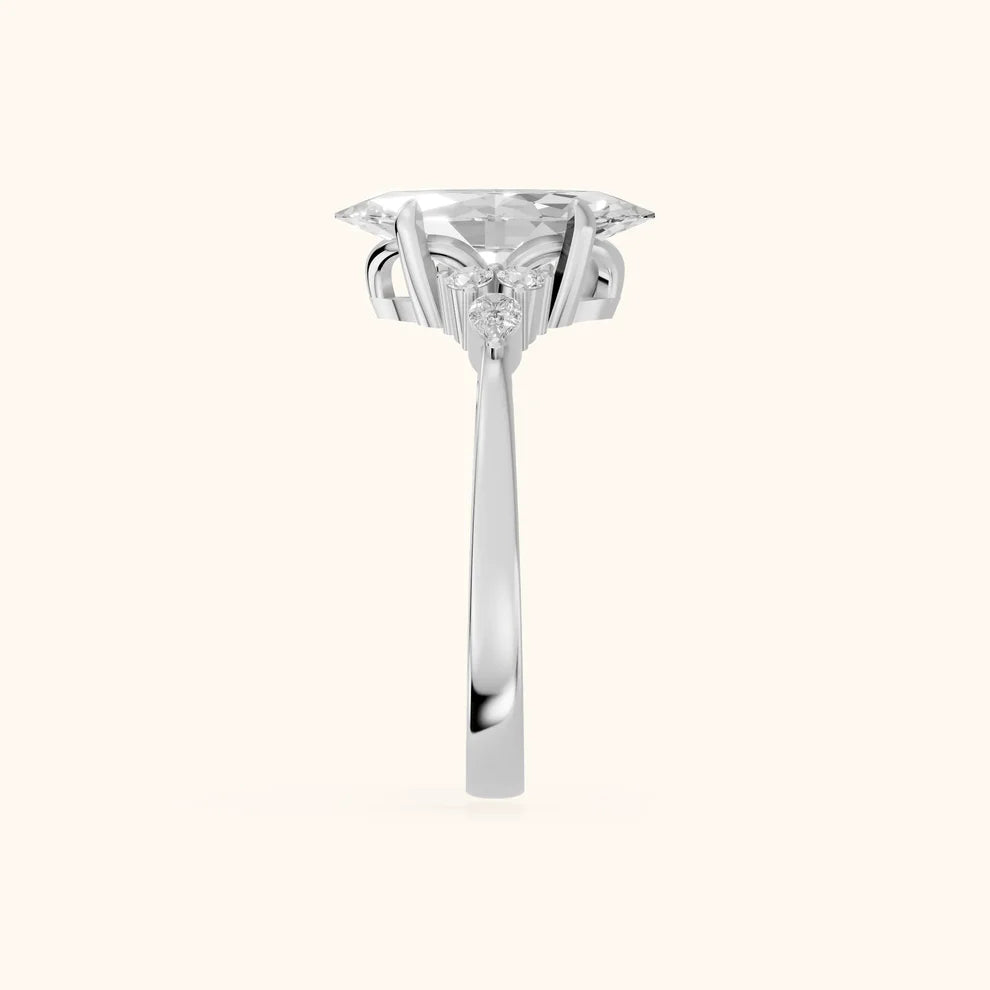 Amelia Three Stone Marquise Diamond Engagement & Wedding Ring