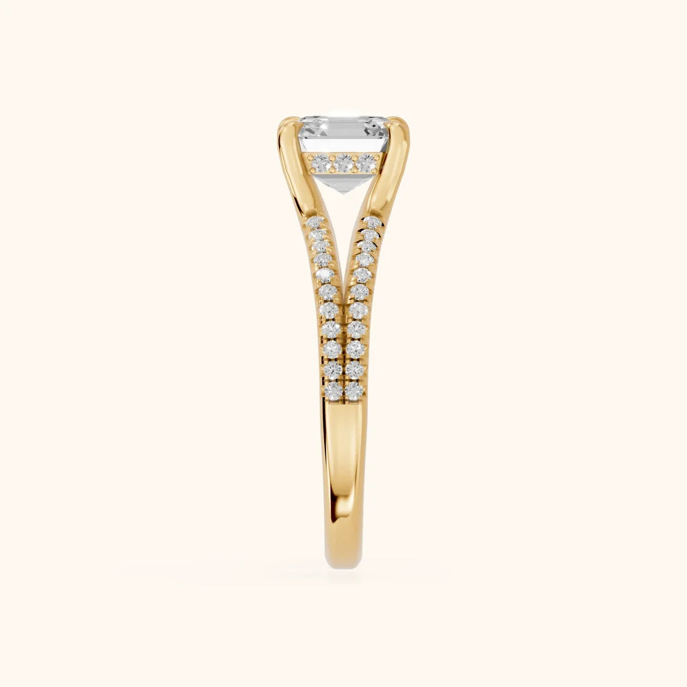 Eternal Embrace Solitaire Asscher Diamond Engagement & Wedding Ring