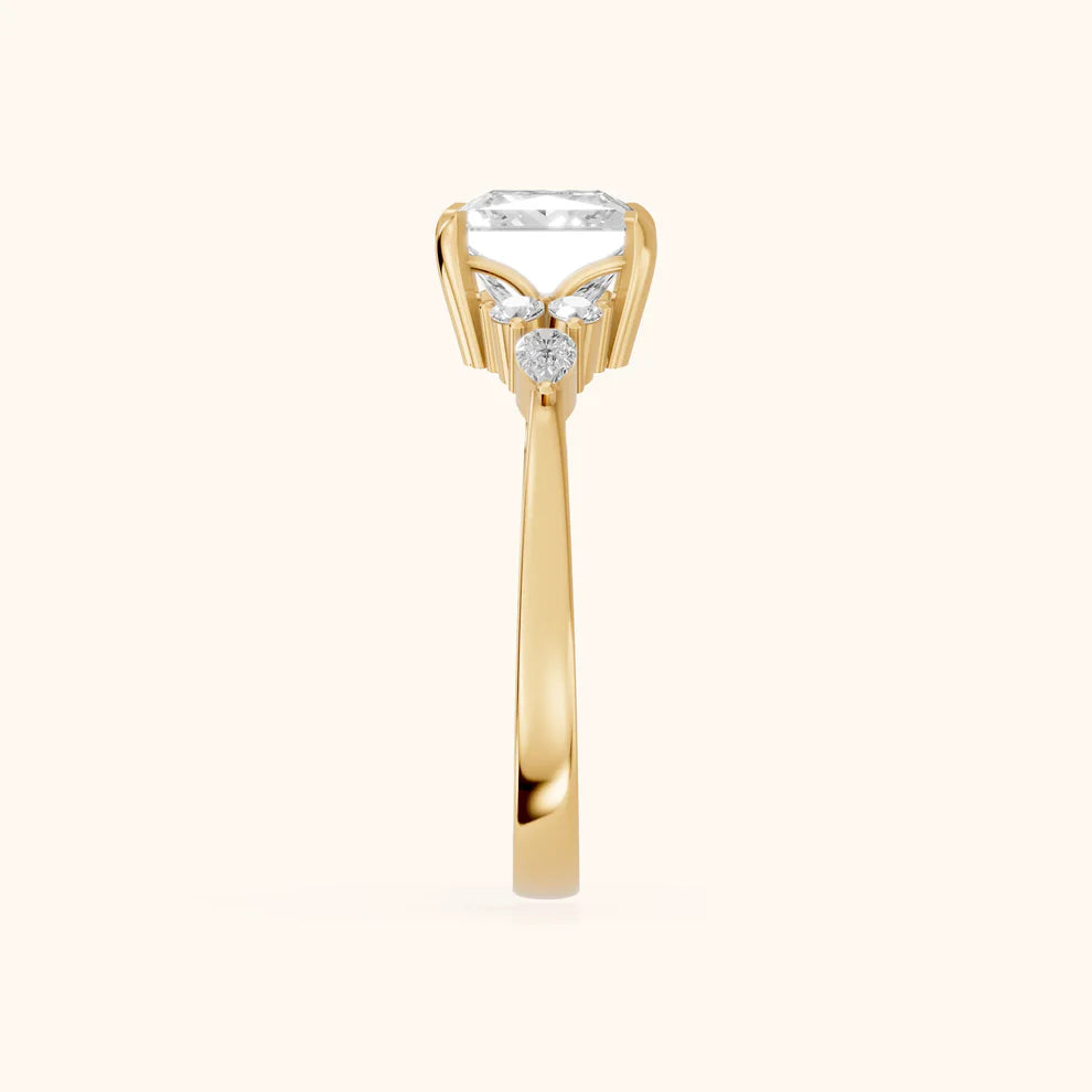 Amelia Three Stone Princess Diamond Engagement & Wedding Ring