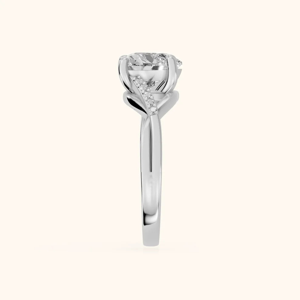 Veronica Twist Side Stone Heart Diamond Engagement & Wedding Ring