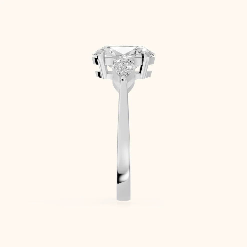 Grace Three Stone Oval Diamond Engagement & Wedding Ring