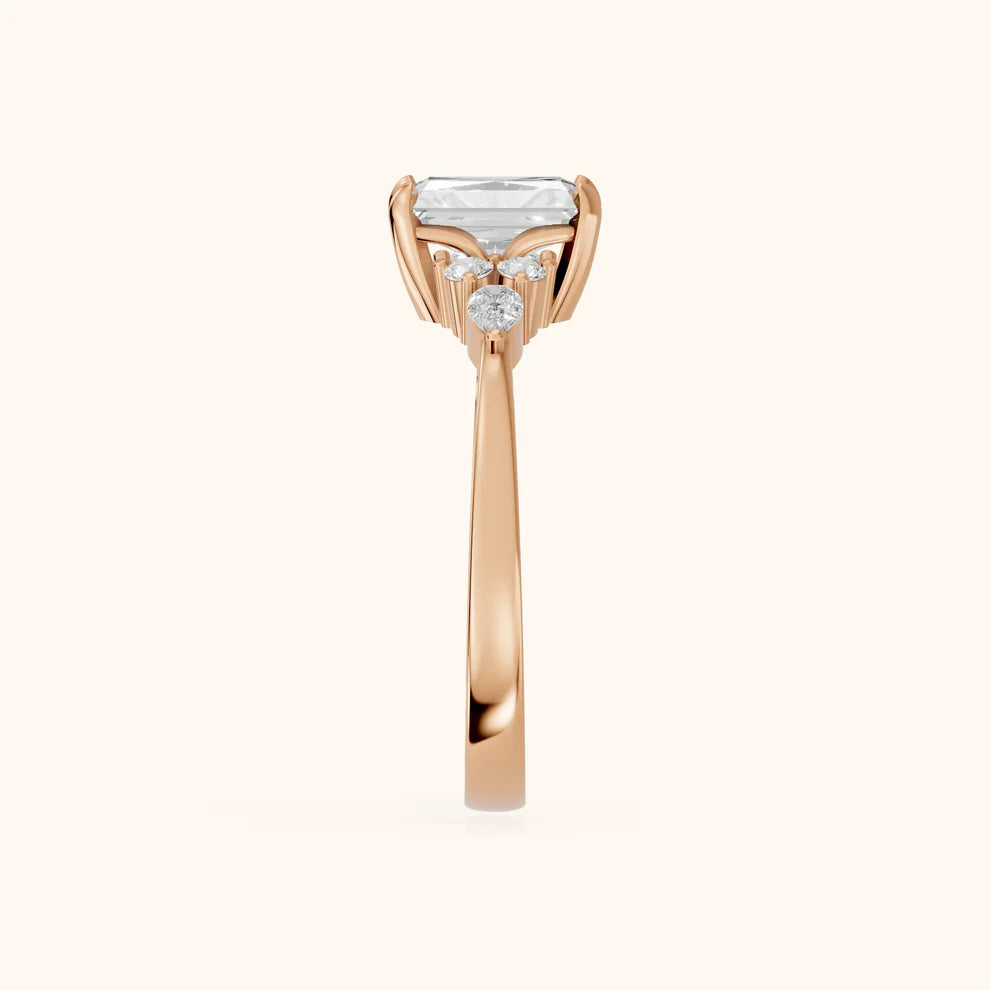 Amelia Three Stone Radiant Diamond Engagement & Wedding Ring