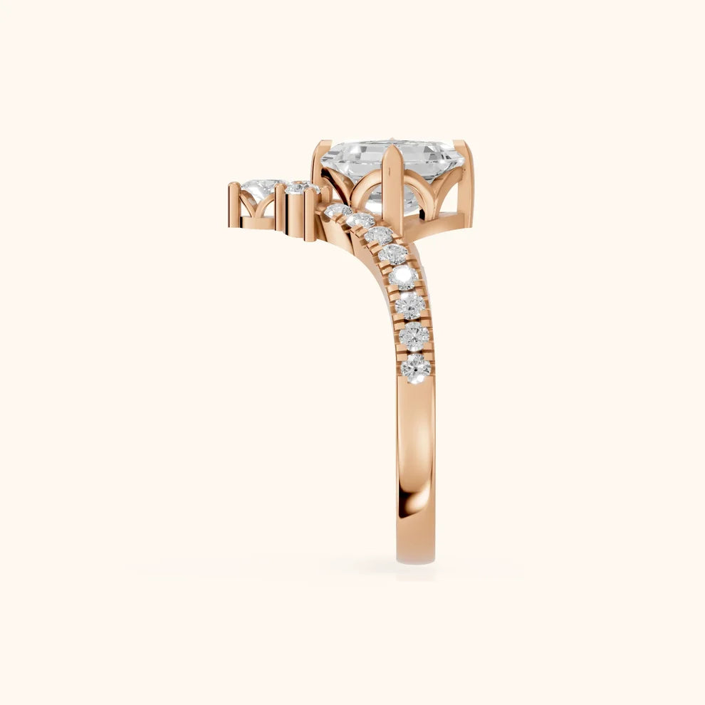 Isabella Legacy Side Stone Asscher Diamond Engagement & Wedding Ring