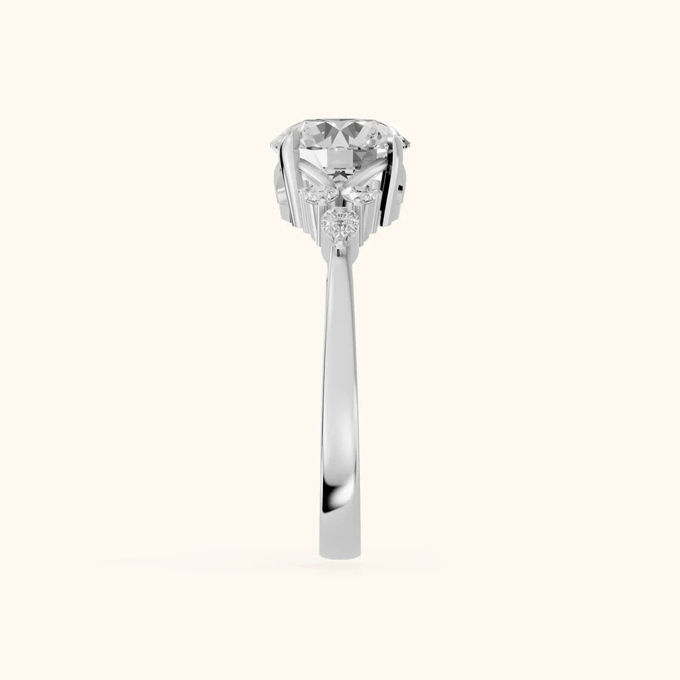 Amelia Three Stone Round Diamond Engagement & Wedding Ring