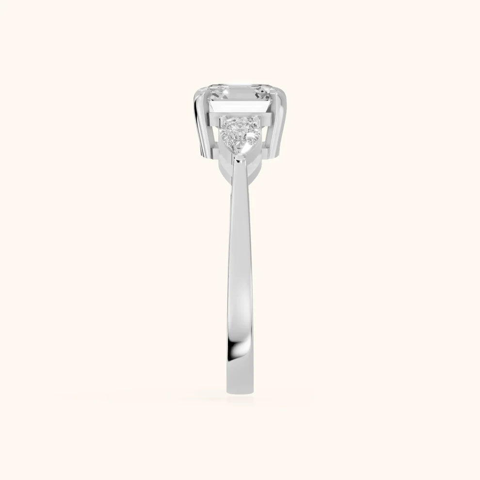 Grace Three Stone Asscher Diamond Engagement & Wedding Ring