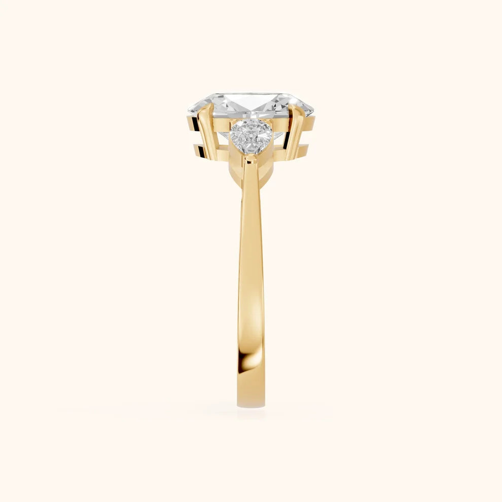 Grace Three Stone Oval Diamond Engagement & Wedding Ring