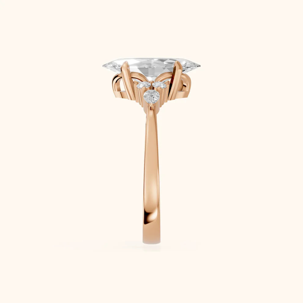 Amelia Three Stone Marquise Diamond Engagement & Wedding Ring